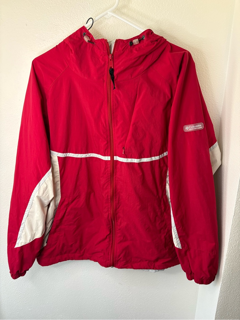 Columbia Women’s Red Hooded Windbreaker Jacket - 1X